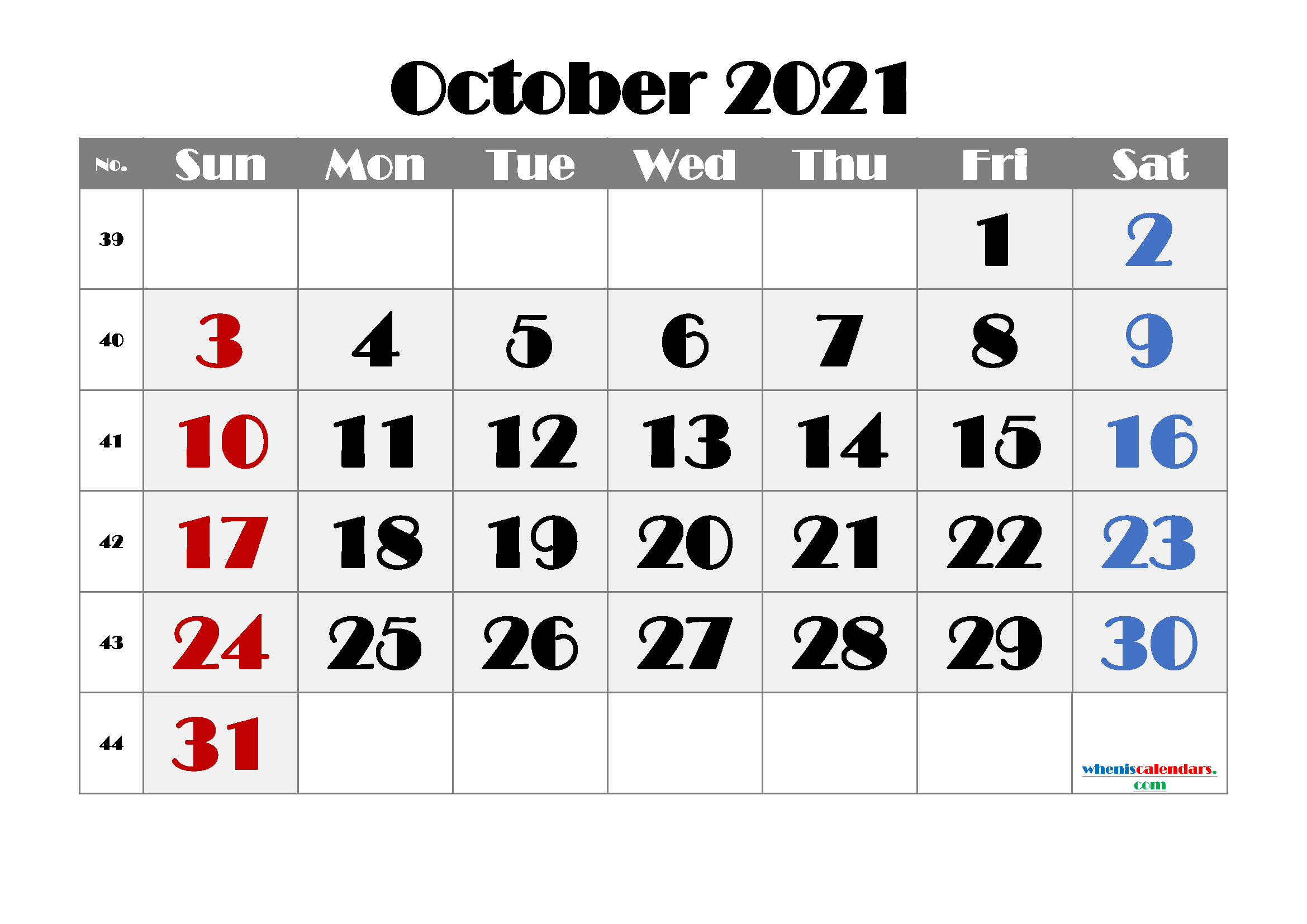 Free Printable Calendar October 2021 2022 And 2023