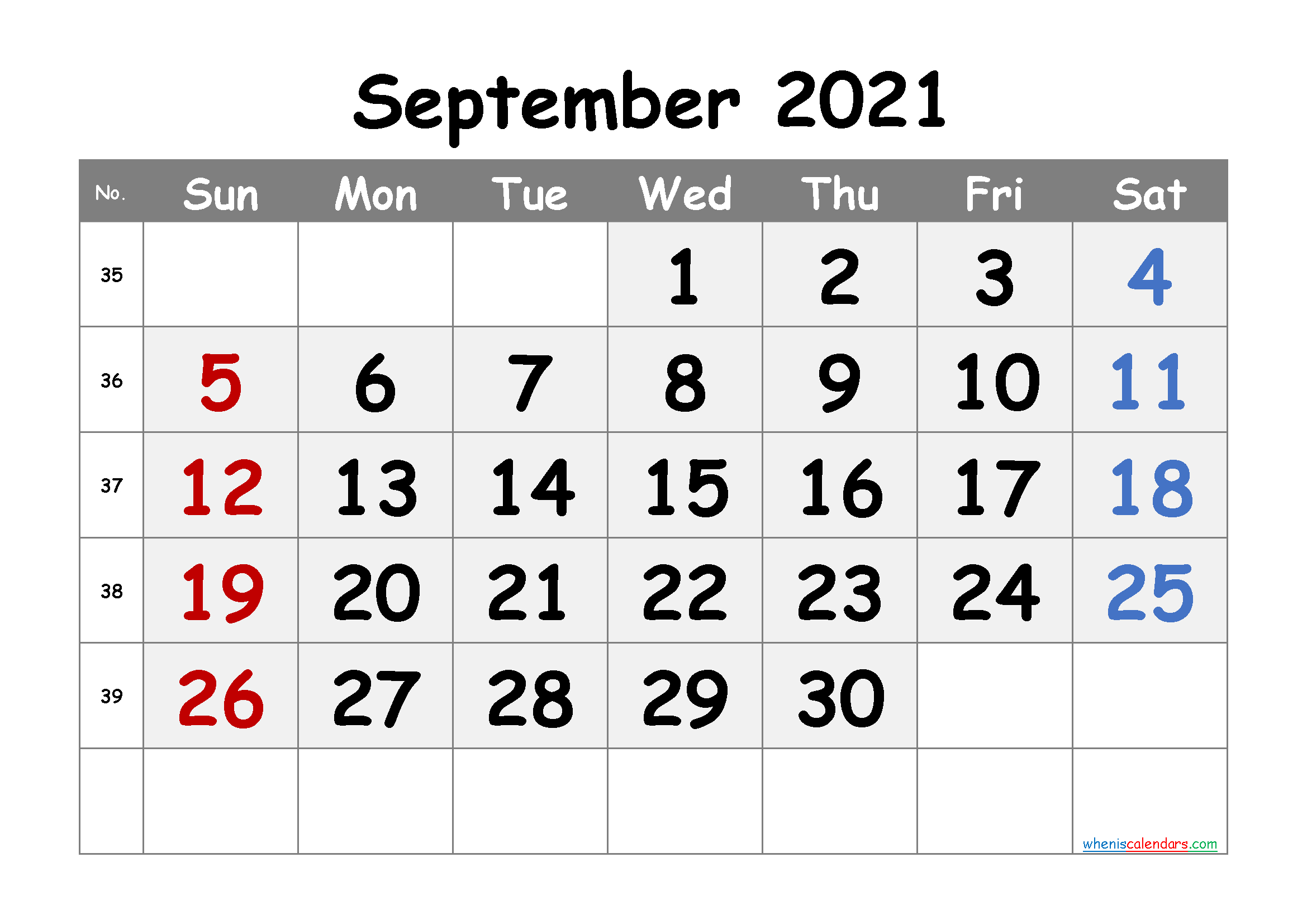 Free Printable Calendar September 2021 2022 And 2023