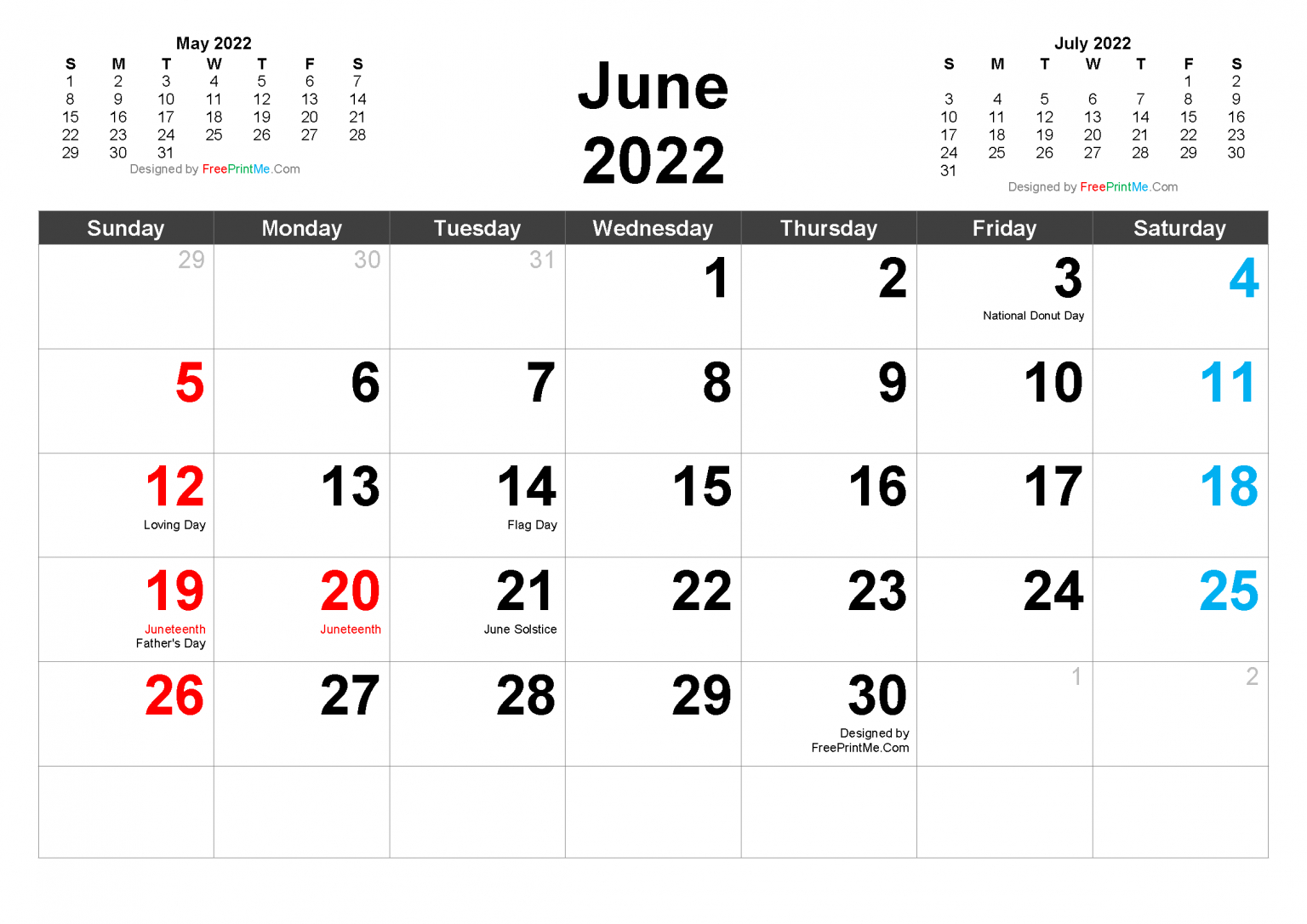 Free Printable June 2022 Calendar Pdf And Image