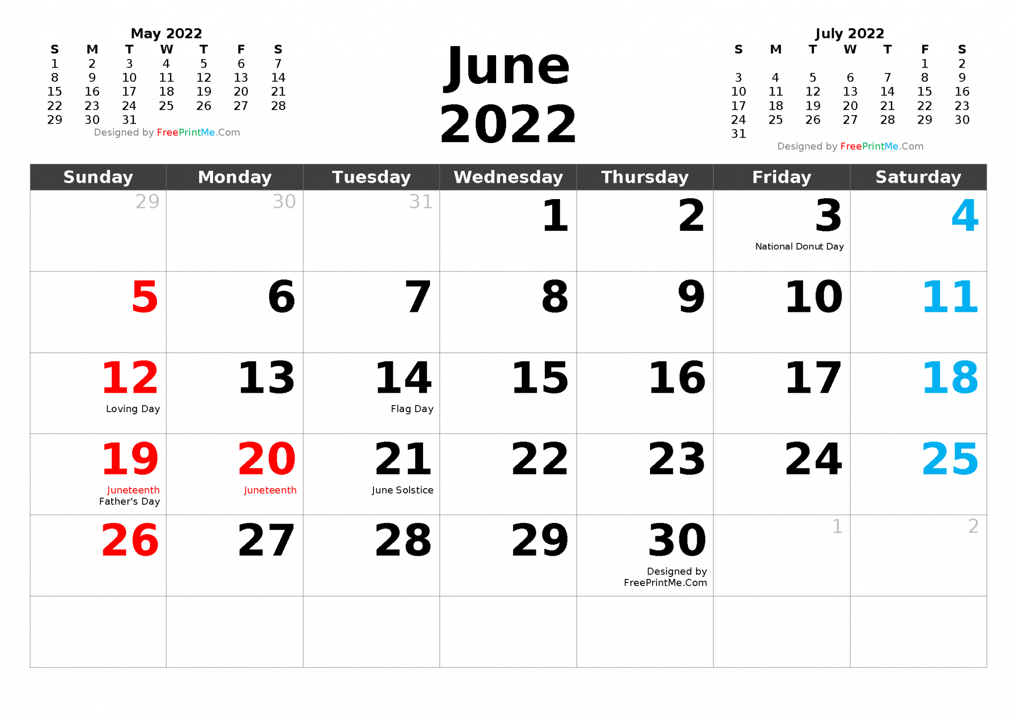 Free Printable June 2022 Calendar Pdf Png Image