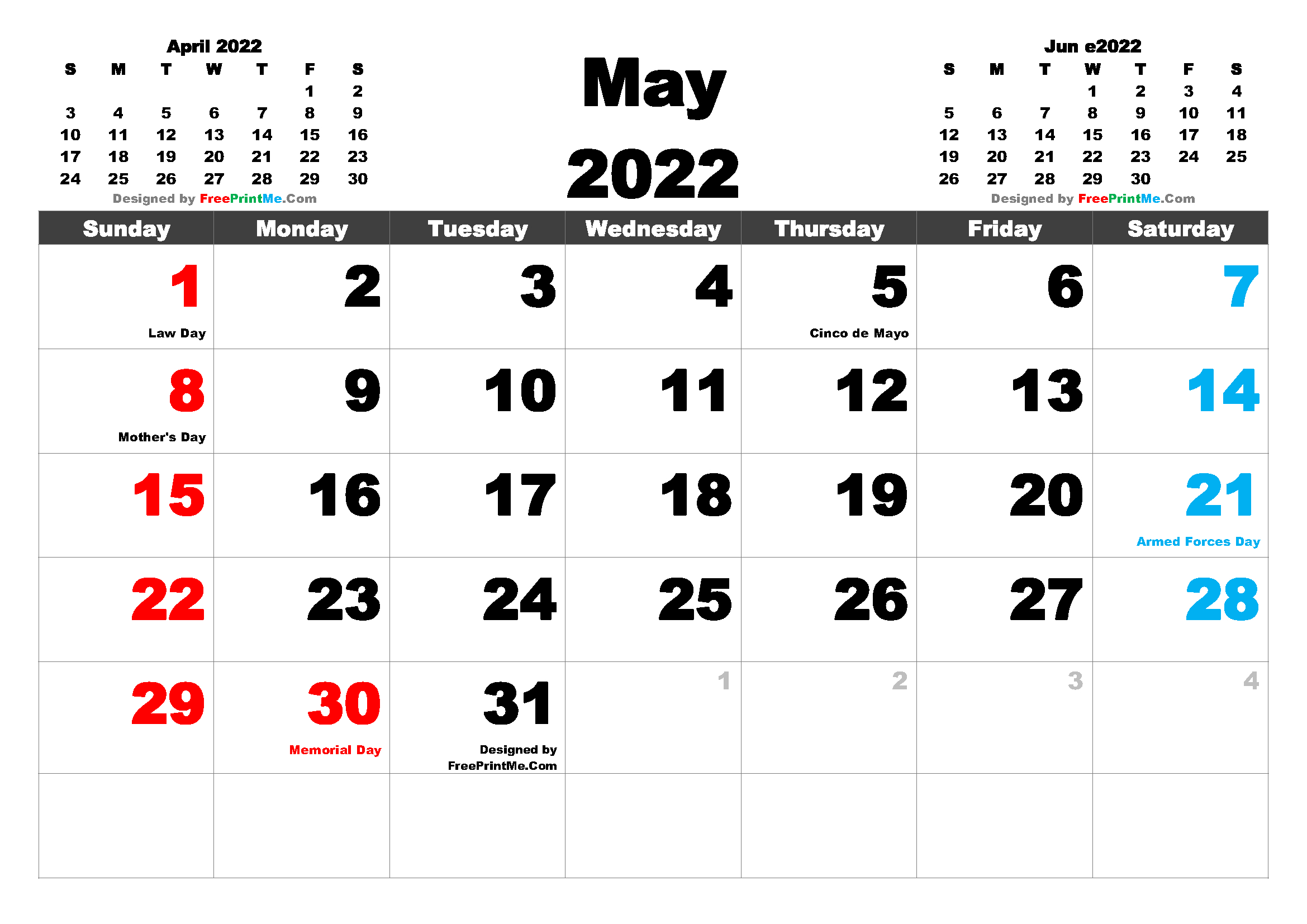 Free Printable May 2022 Calendar Pdf And Image