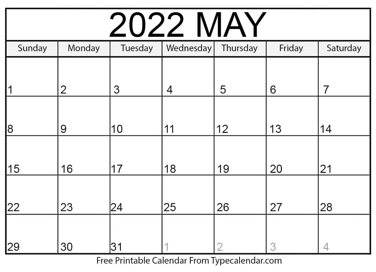 Free Printable May 2022 Calendars