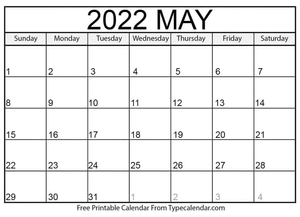 Free Printable May 2022 Calendars