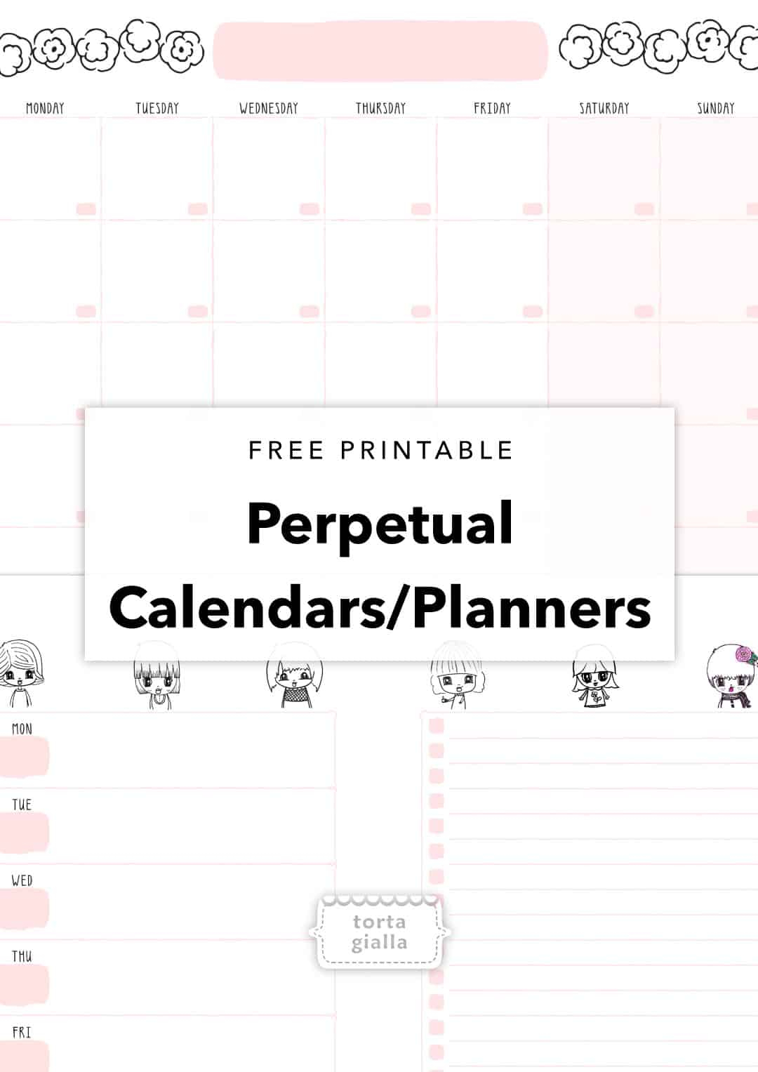 Free Printable Perpetual Calendar Planner Pages | Tortagialla