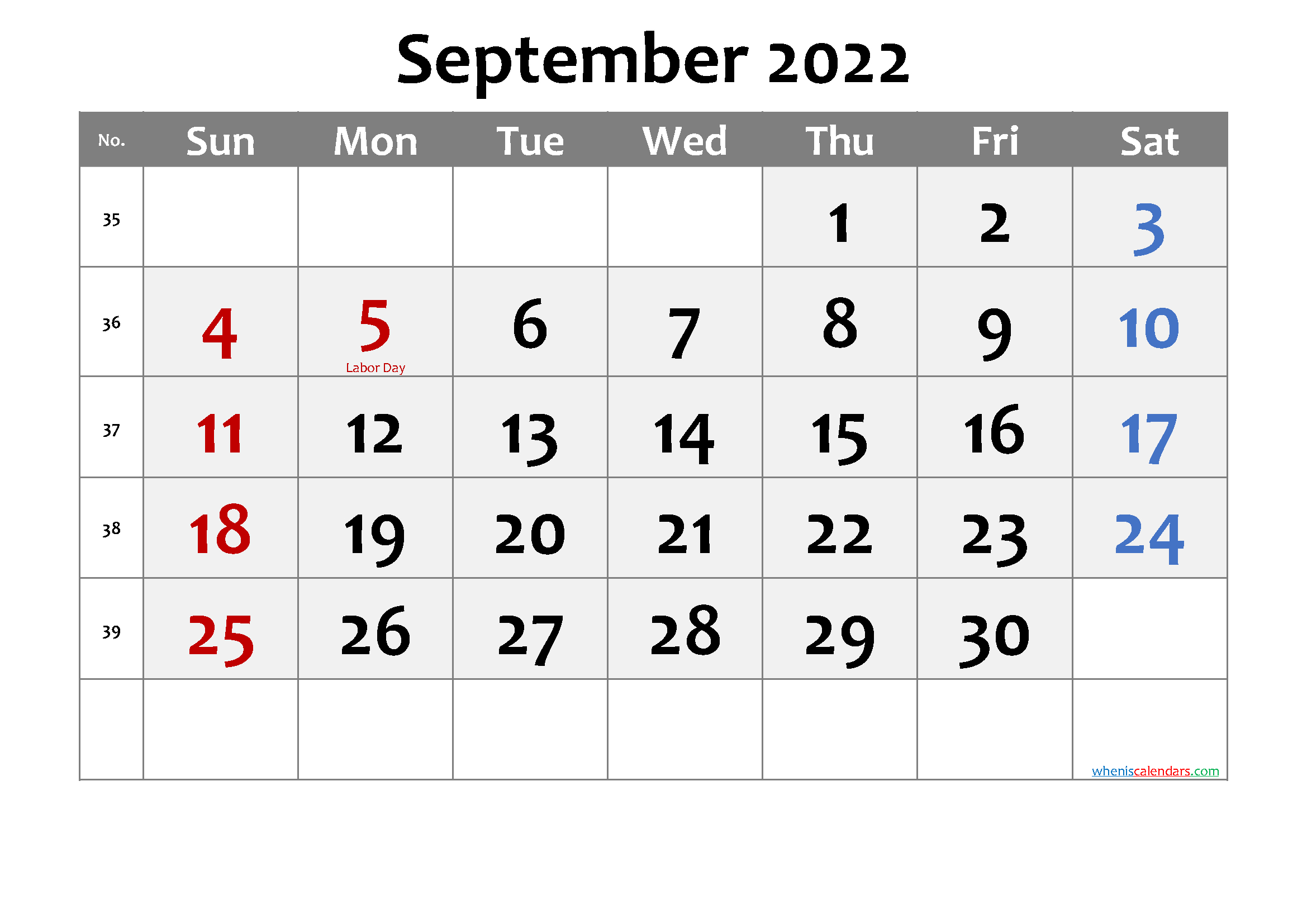 Free Printable September 2021 Calendar With Holidays