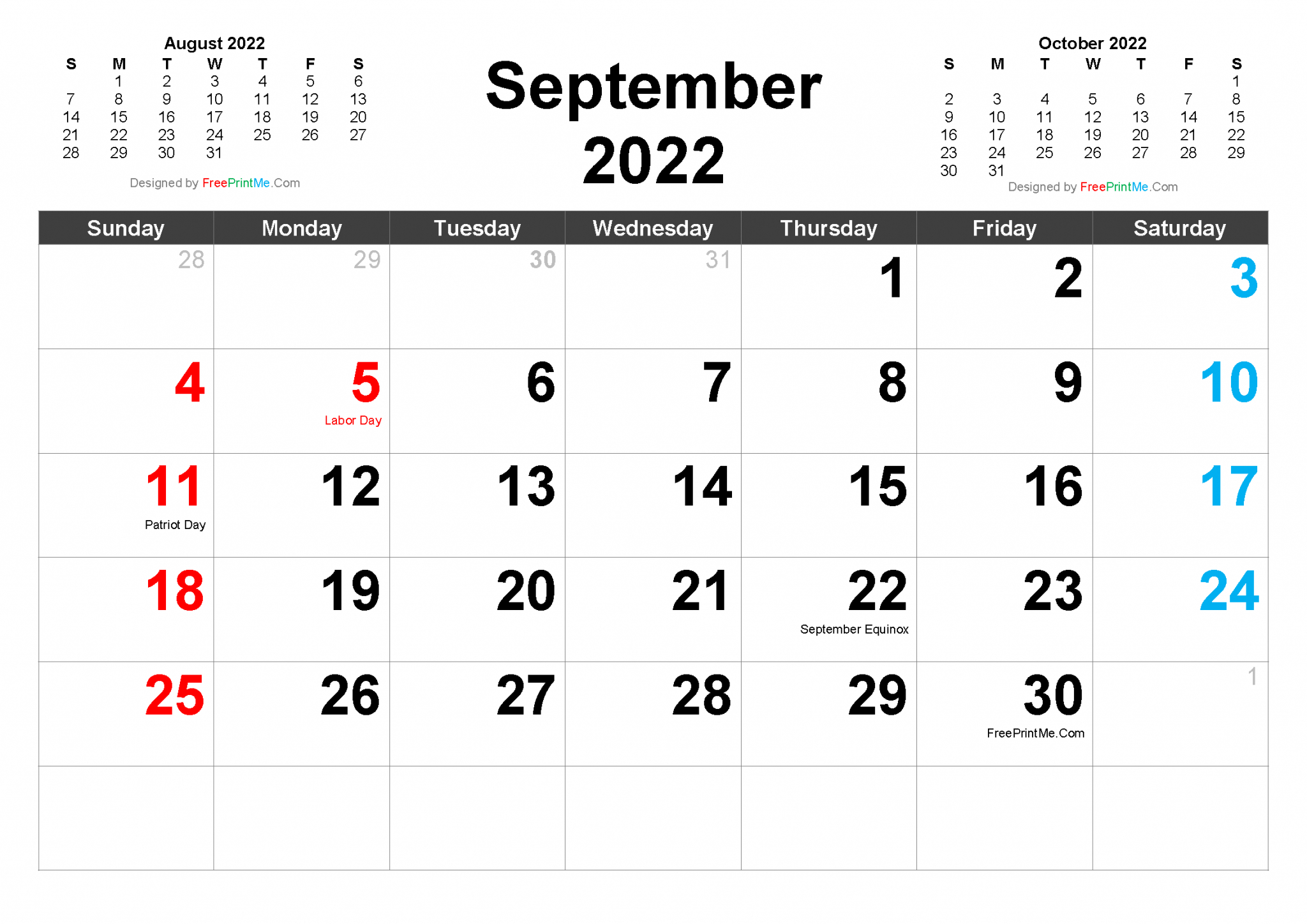 Free Printable September 2022 Calendar Pdf