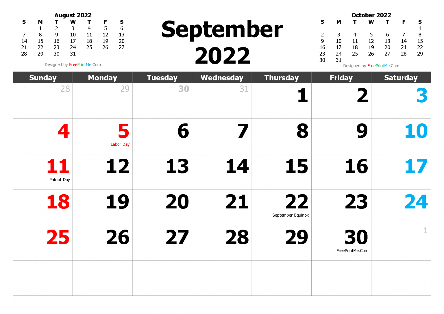 Free Printable September 2022 Calendar Pdf Png Image