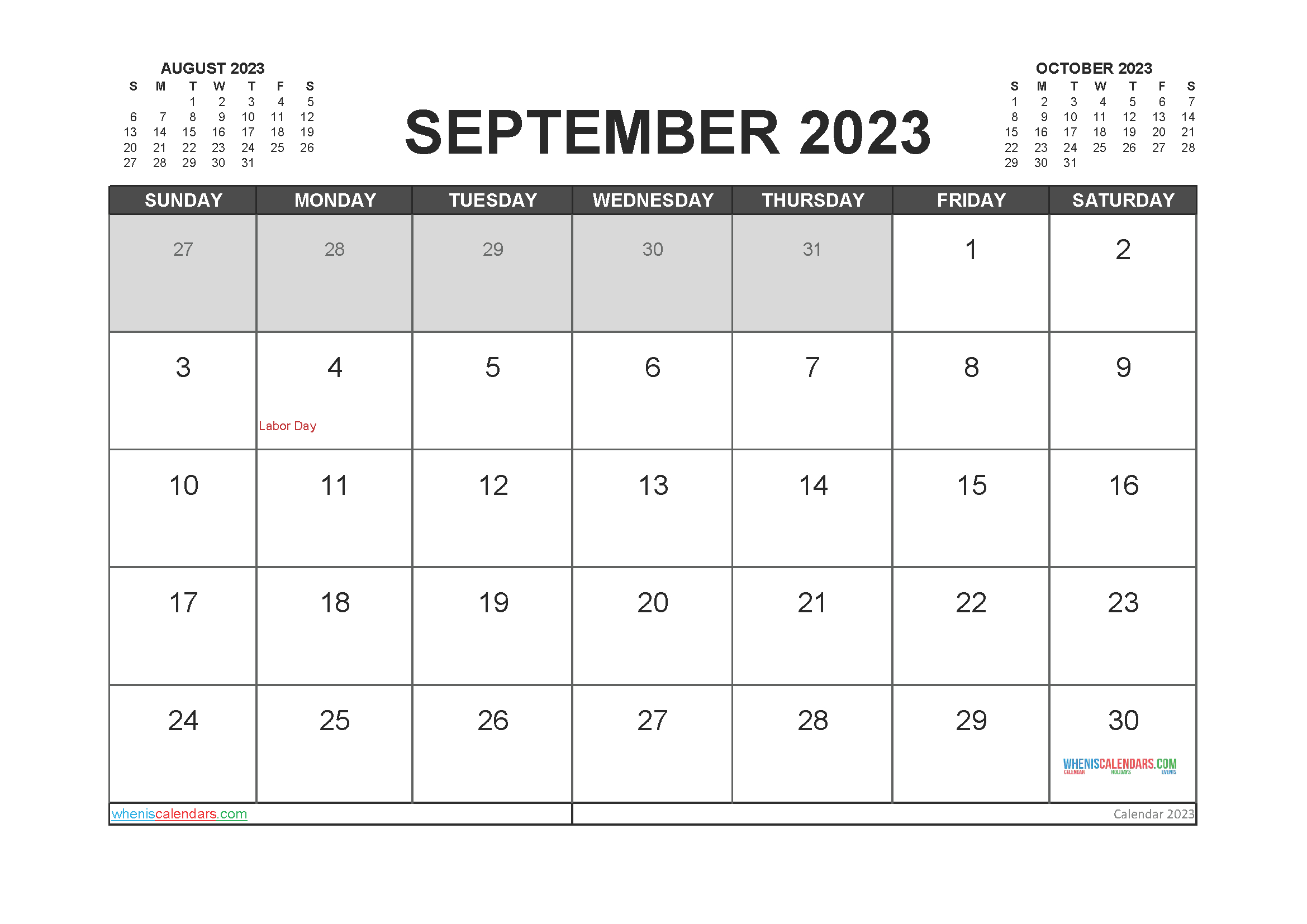 Free Printable September 2023 Calendar - 12 Templates