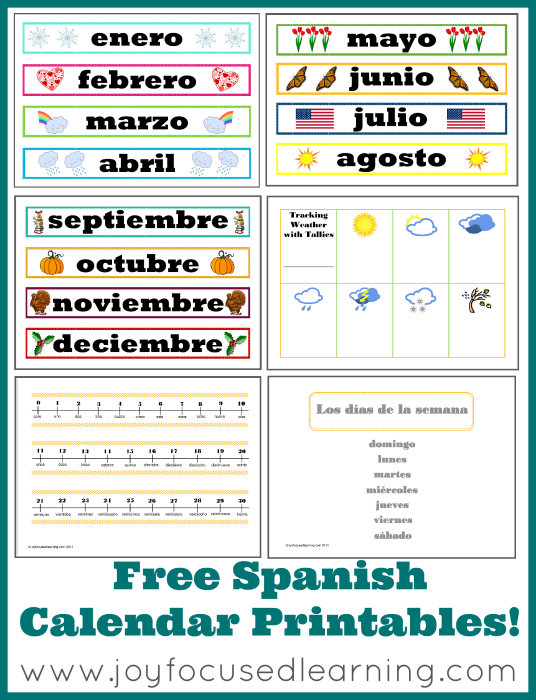 Free Spanish Calendar Time Printables | Free Homeschool