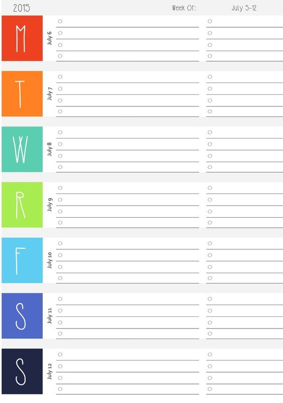 Free Weekly Dated Calendar Printables! 2015 And 2016 At