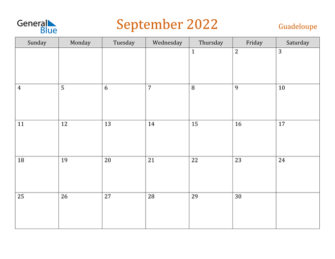 Guadeloupe September 2022 Calendar With Holidays