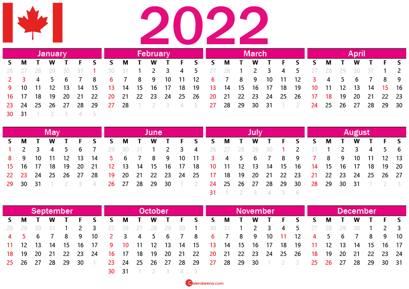 Holiday Calendar 2022 Canada