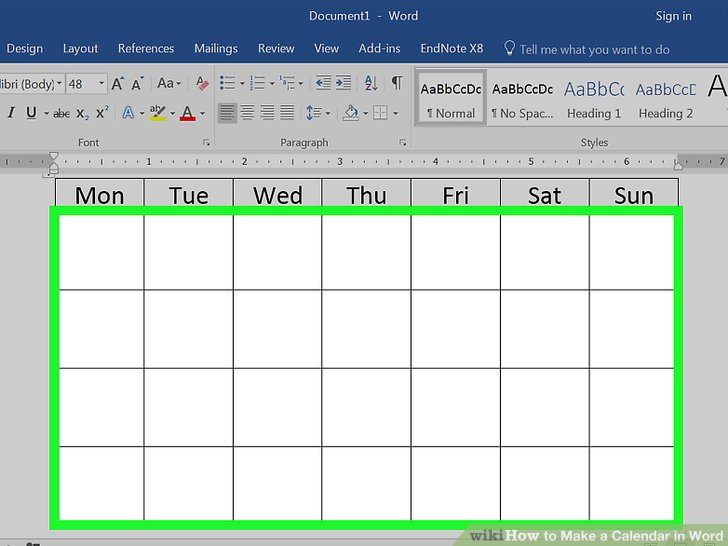 How To Make A Calendar In Word With Pictures