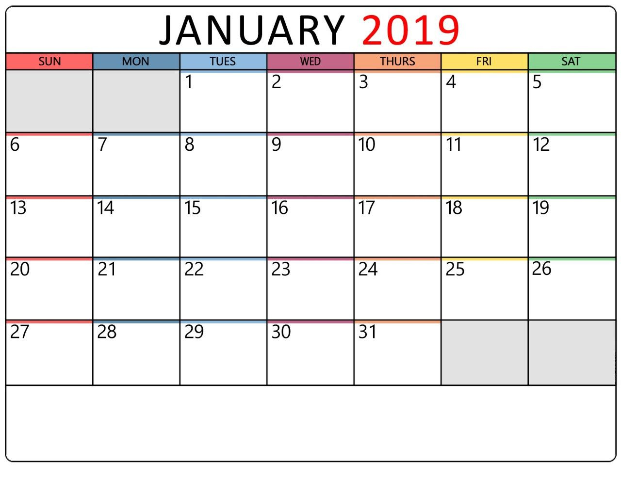 January 2019 Calendar Printable Portrait | Calendar