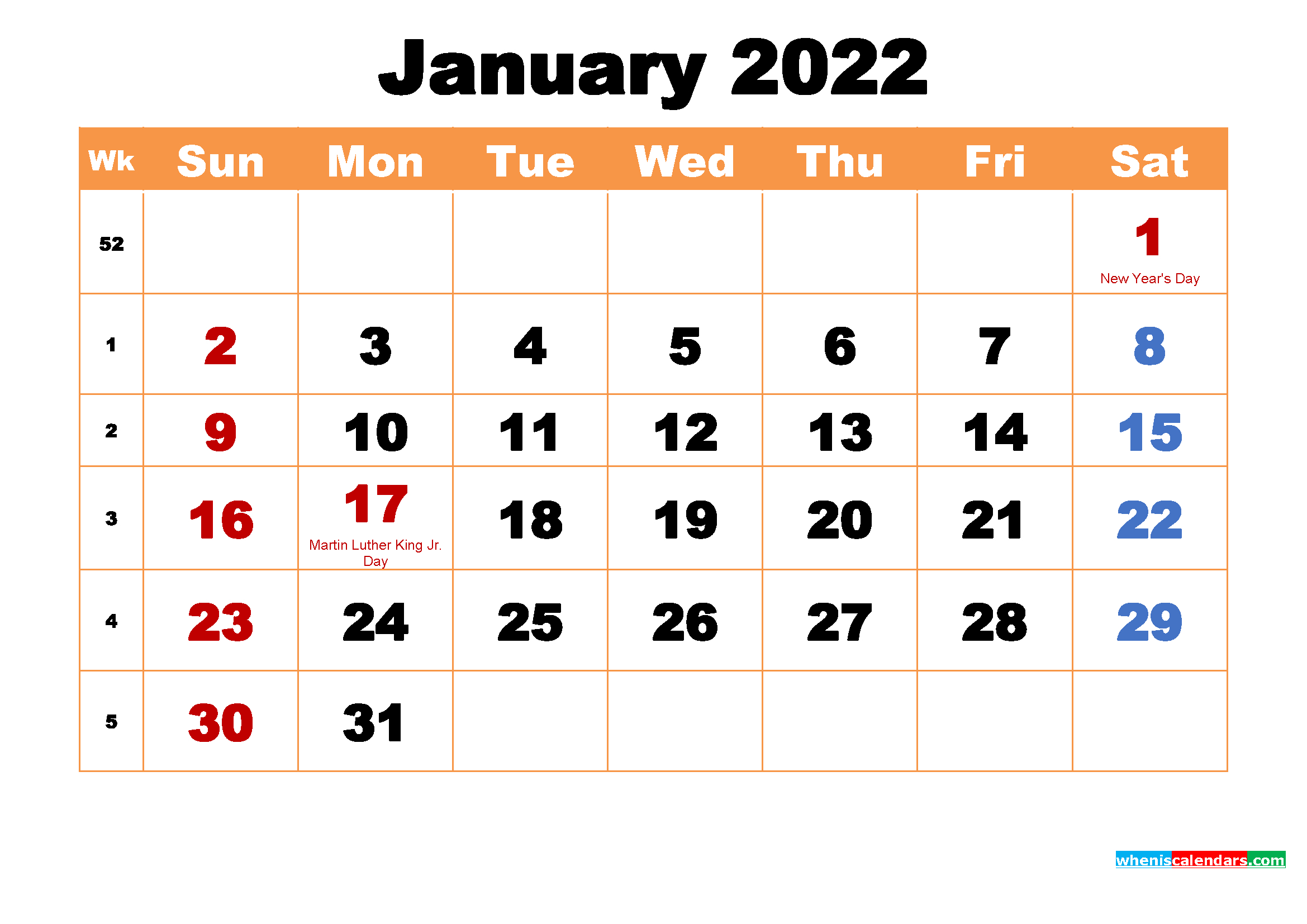 January 2022 Calendar Template Printable - April 2022 Calendar