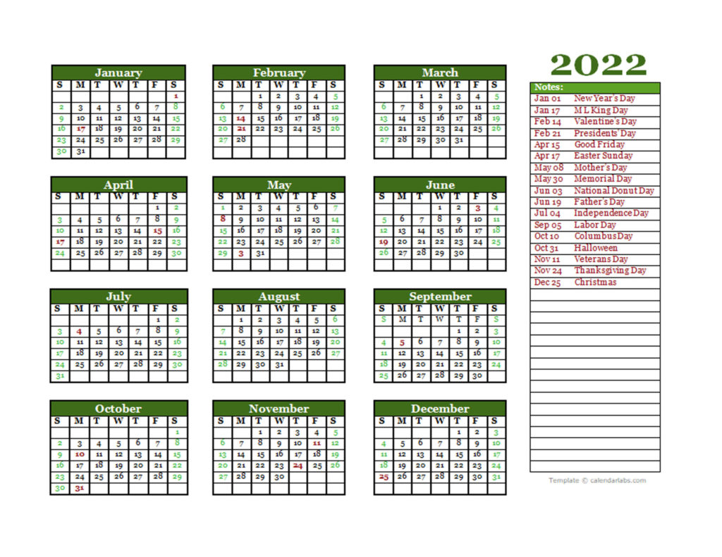 Julian Calendar 2022 - Blank Calendar Printable