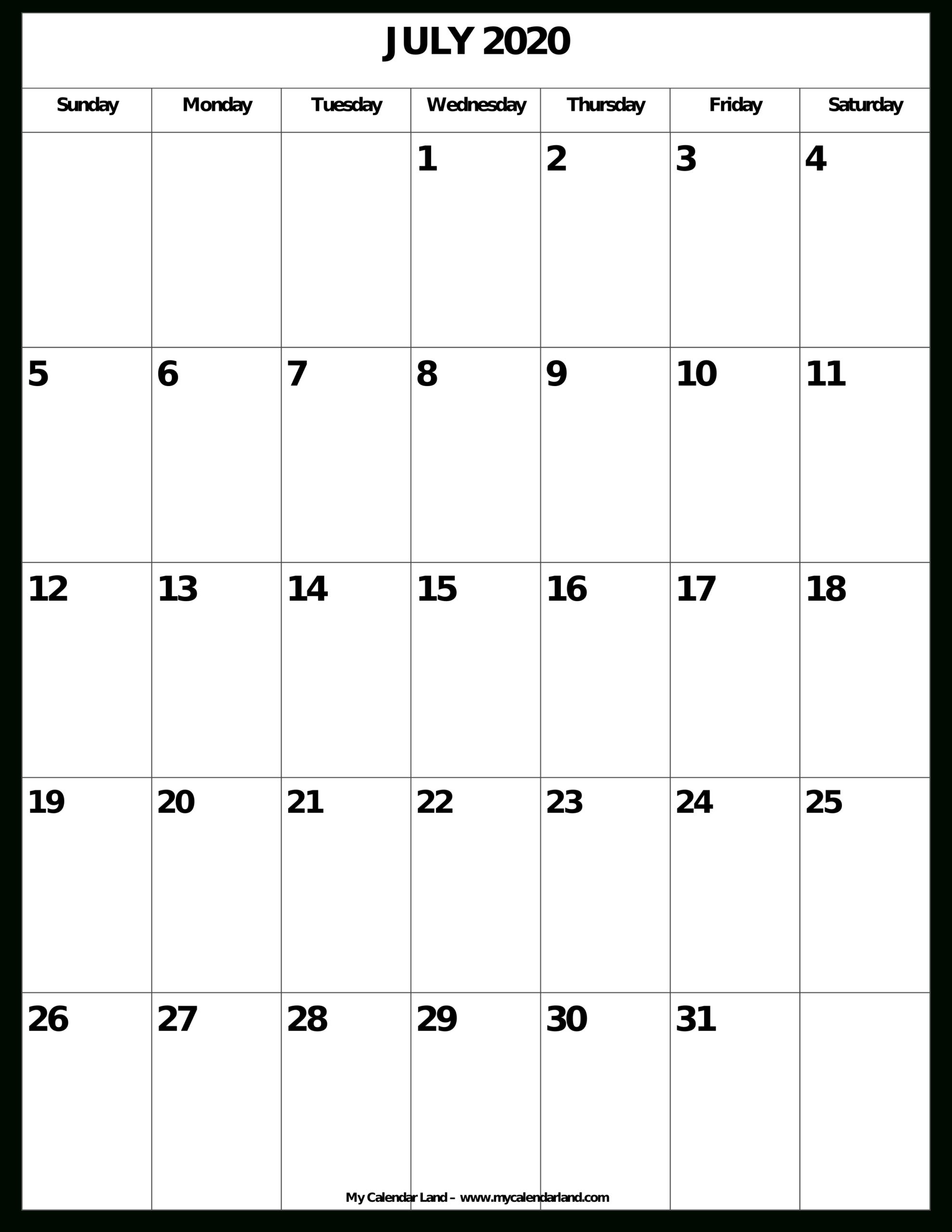 July 2021 Calendar - My Calendar Land