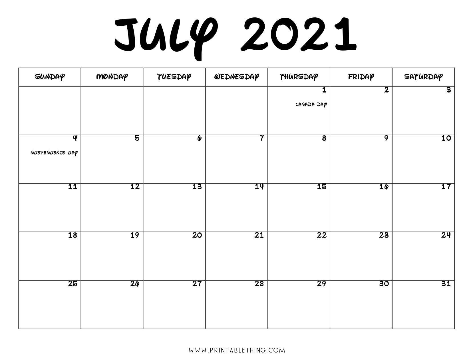 July 2021 Calendar Pdf, July 2021 Calendar Image, Print