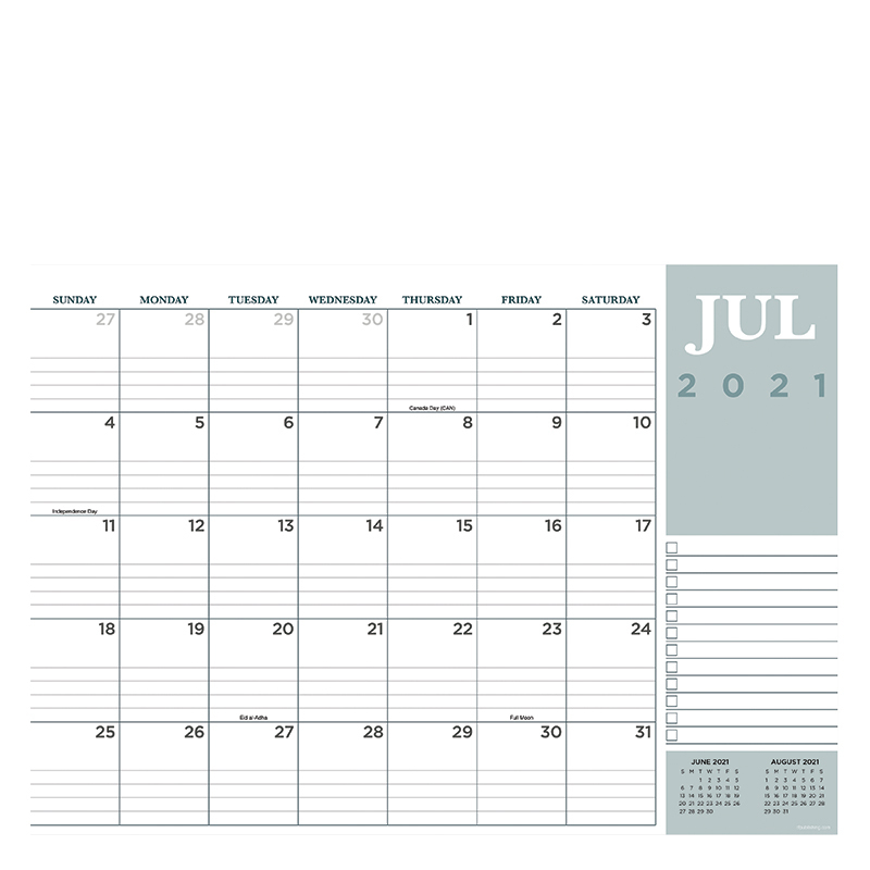 July 2021 - June 2022 Medium Desk Pad Monthly Blotter