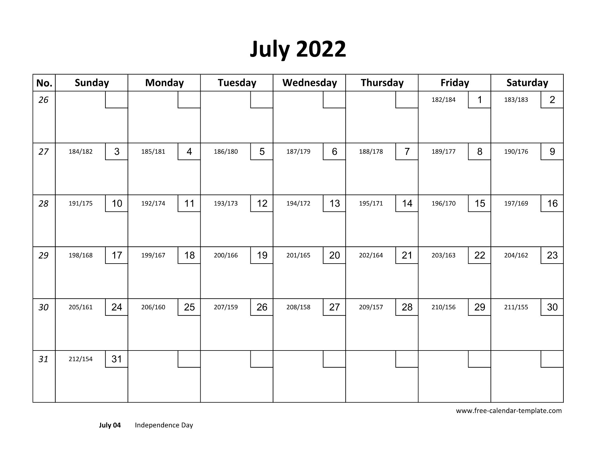 July 2022 Free Calendar Tempplate | Free-Calendar-Template