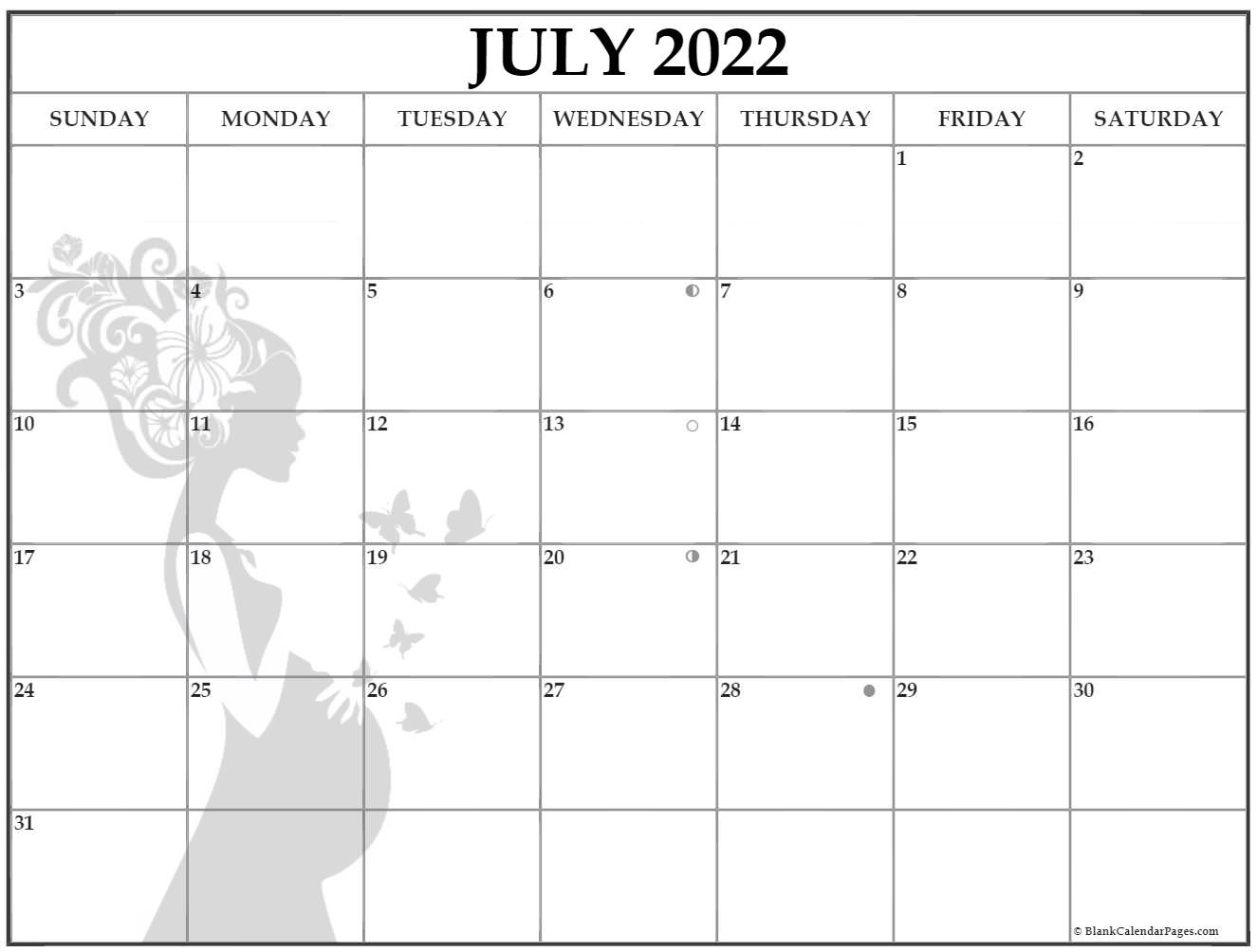 July 2022 Pregnancy Calendar | Fertility Calendar