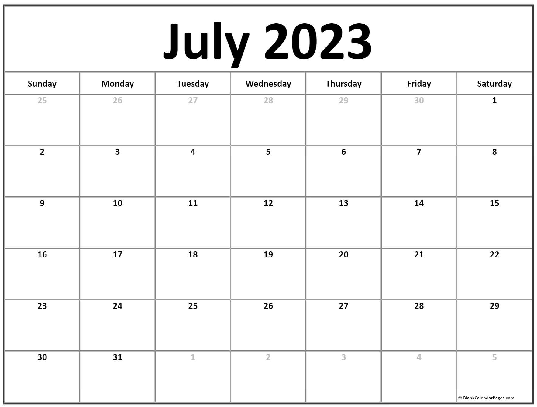 July 2023 Calendar | Free Printable Calendar