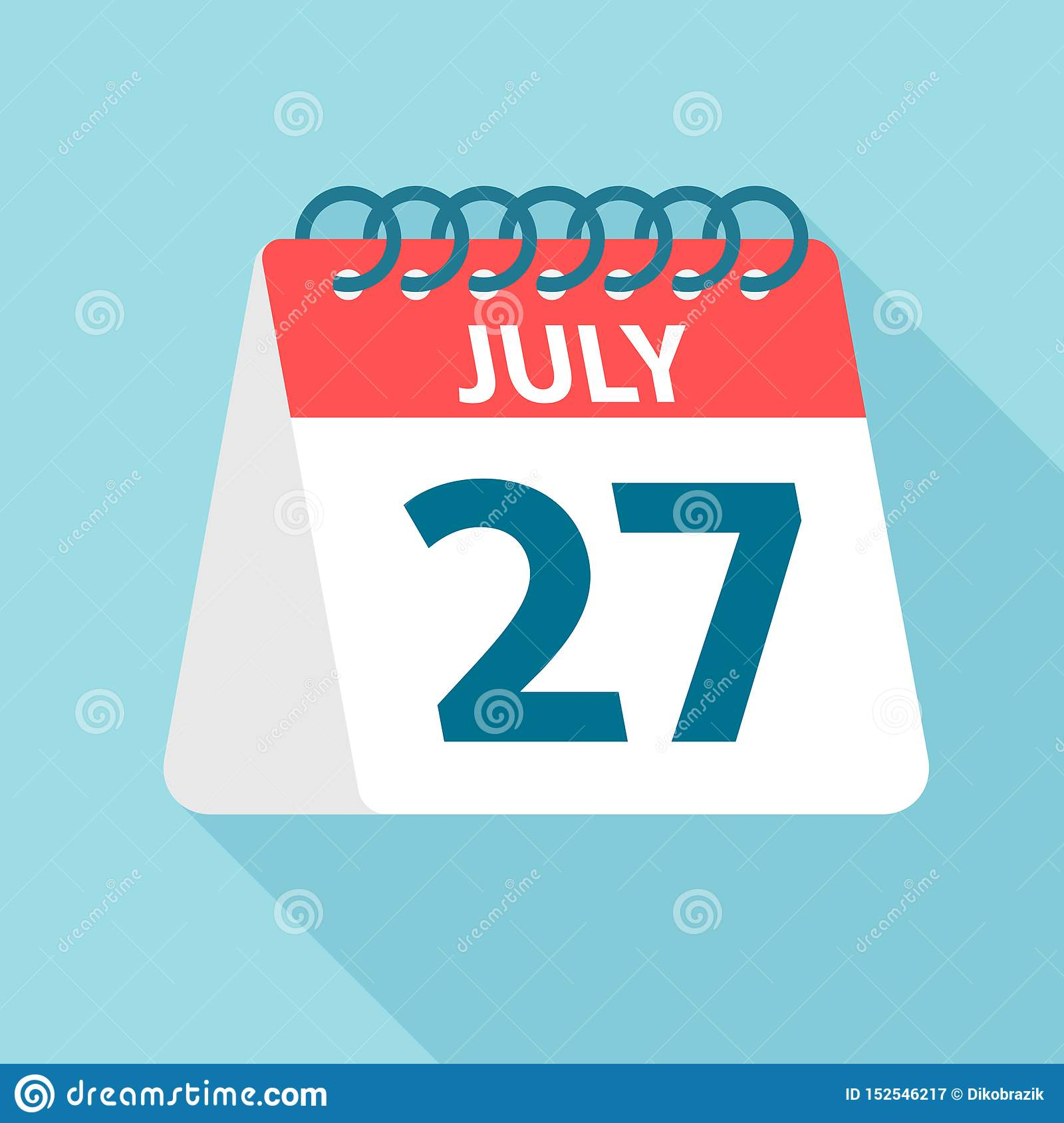 July 27 - Calendar Icon. Vector Illustration Of One Day Of