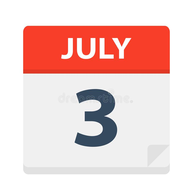 July 3 - Calendar Icon Stock Illustration. Illustration Of