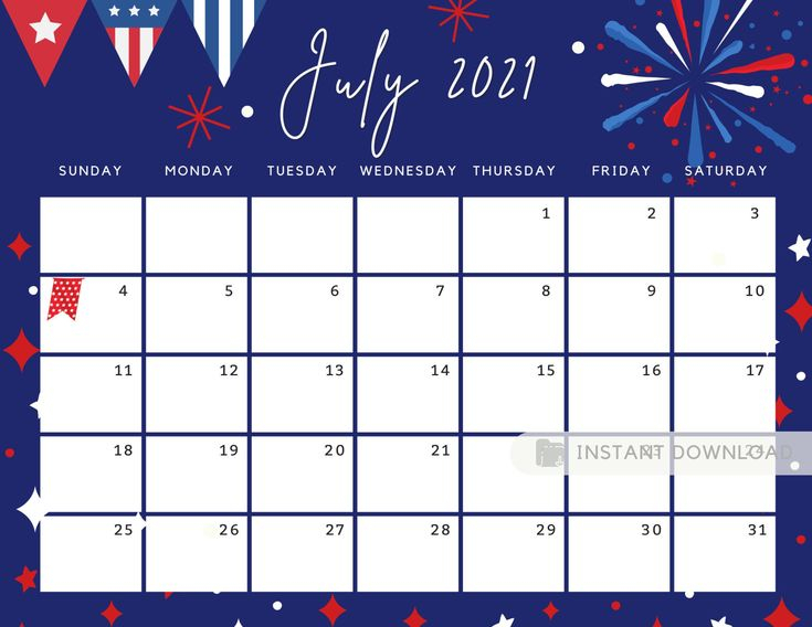 July Calendar 2022 , Independence Day, 4Th Of July Us