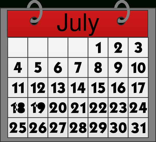 July Calendar Clip Art At Clker - Vector Clip Art