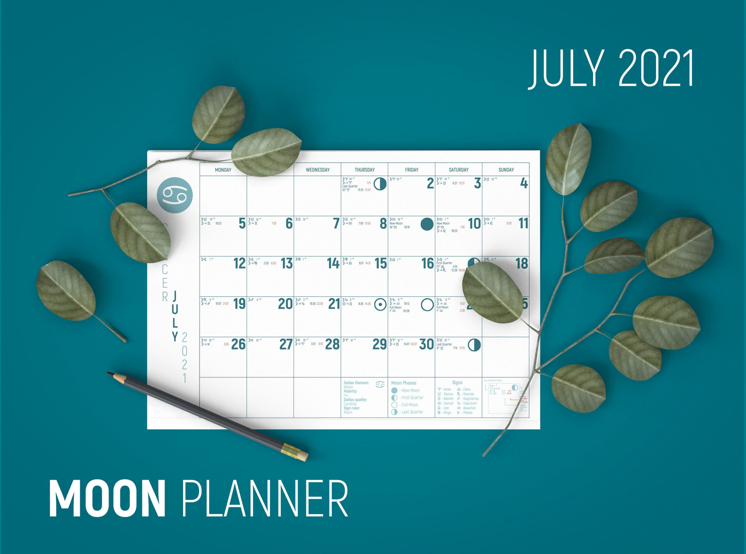 July Moon Calendar Astrology Planner 2021 July Planner | Etsy