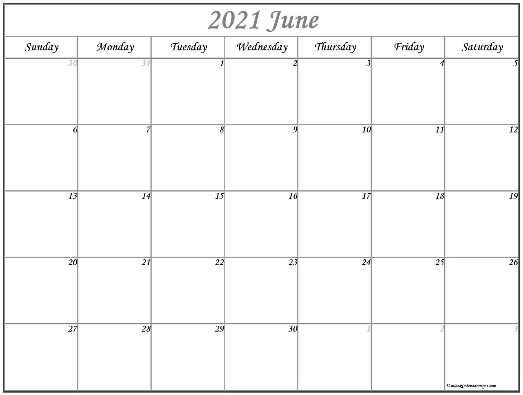 June 2021 Calendar | Free Printable Calendar Templates