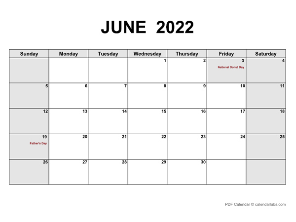 June 2022 Calendar | Calendarlabs