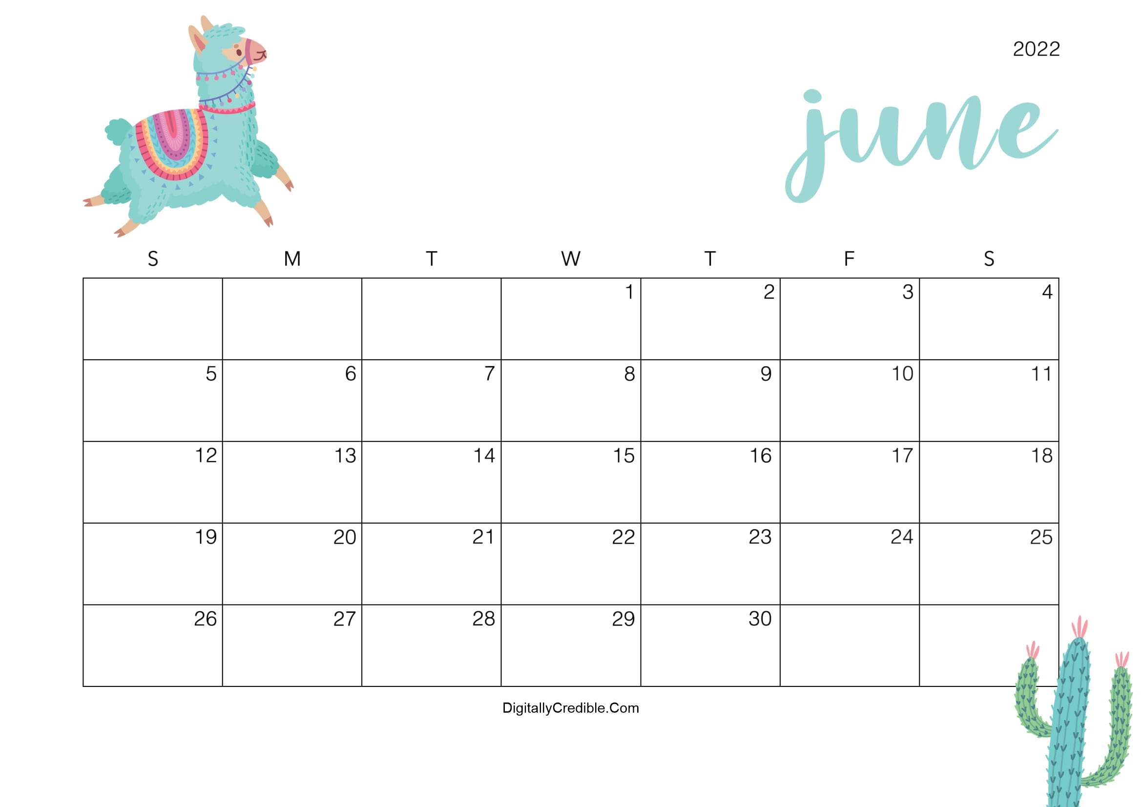 June 2022 Calendar Cute &amp; Floral Templates