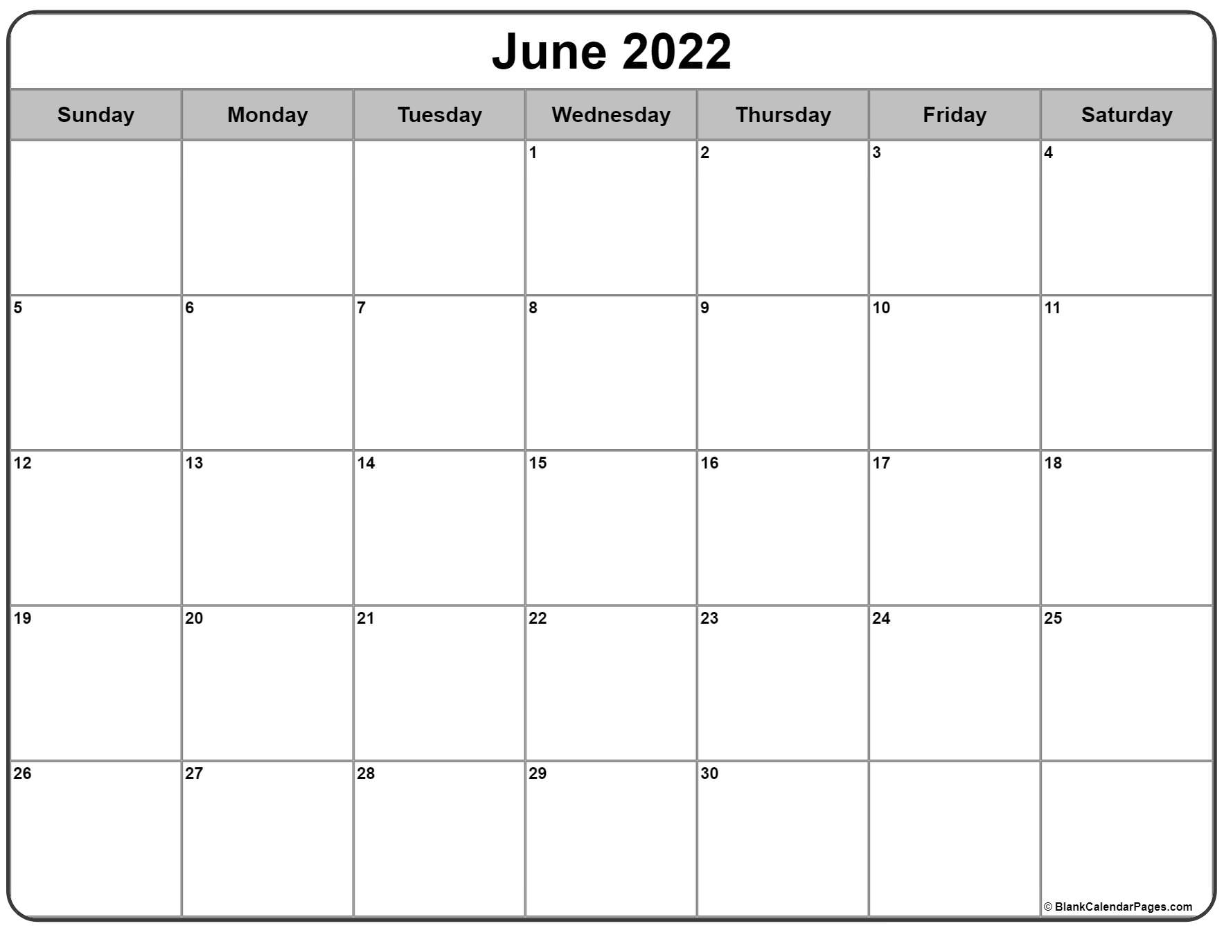 June 2022 Calendar | Free Printable Calendar Templates