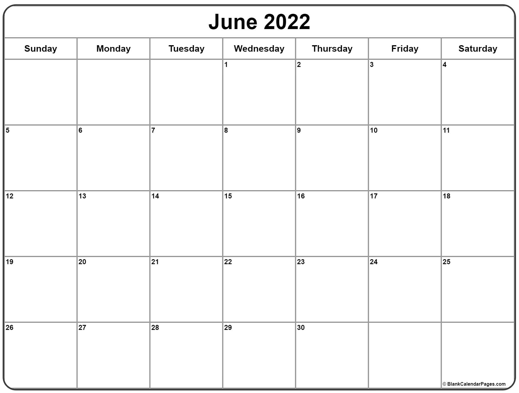 June 2022 Calendar | Free Printable Calendar Templates