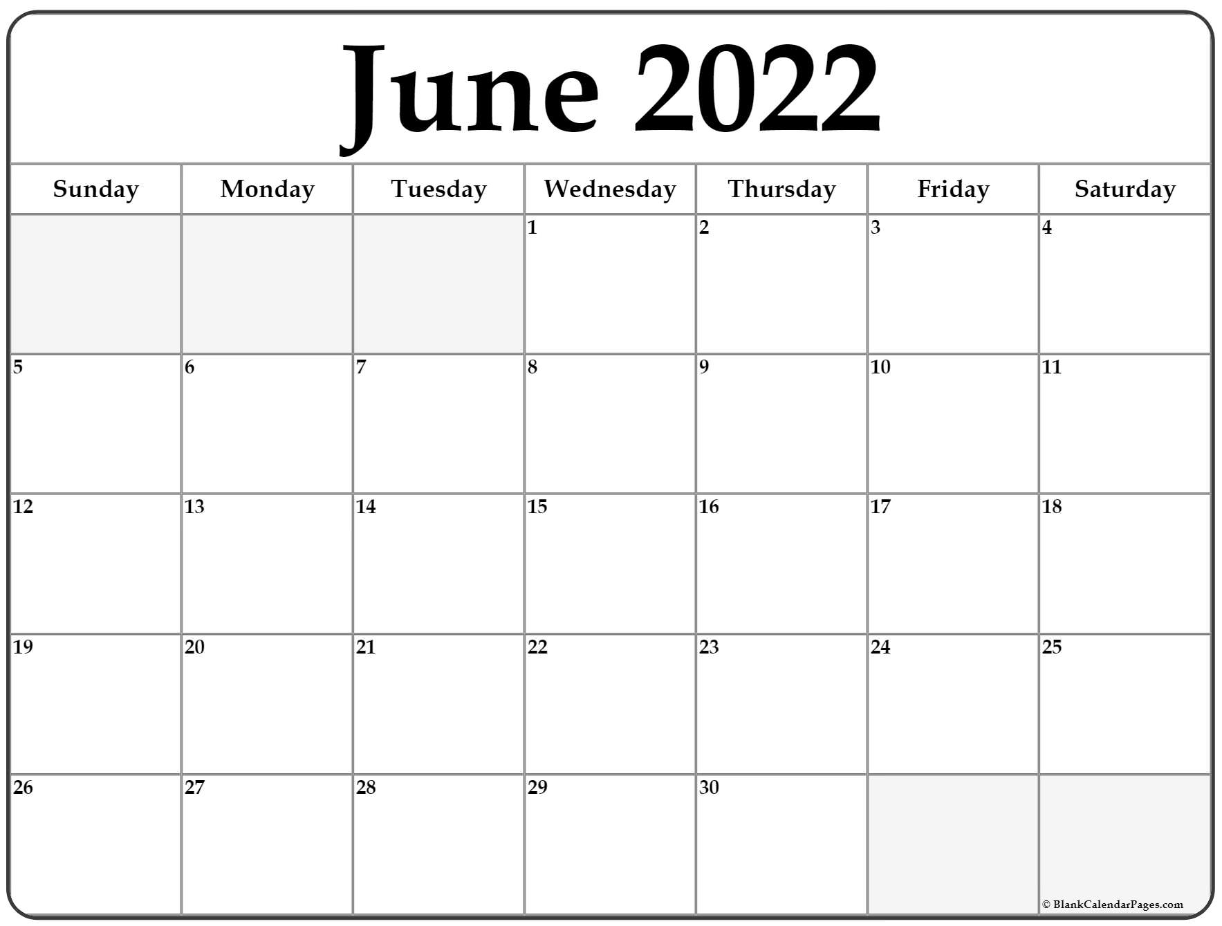 June 2022 Calendar | Free Printable Calendar Templates