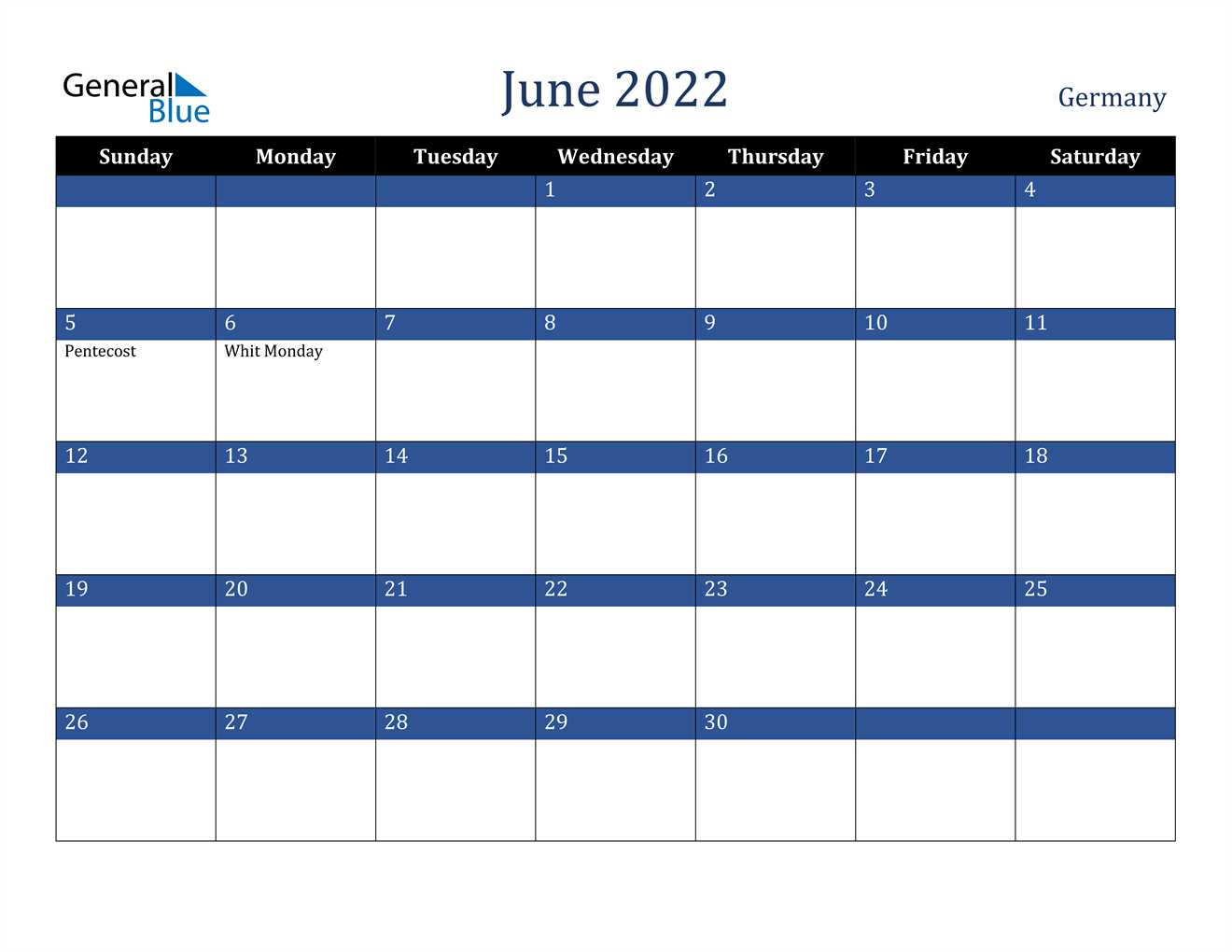 June 2022 Calendar - Germany