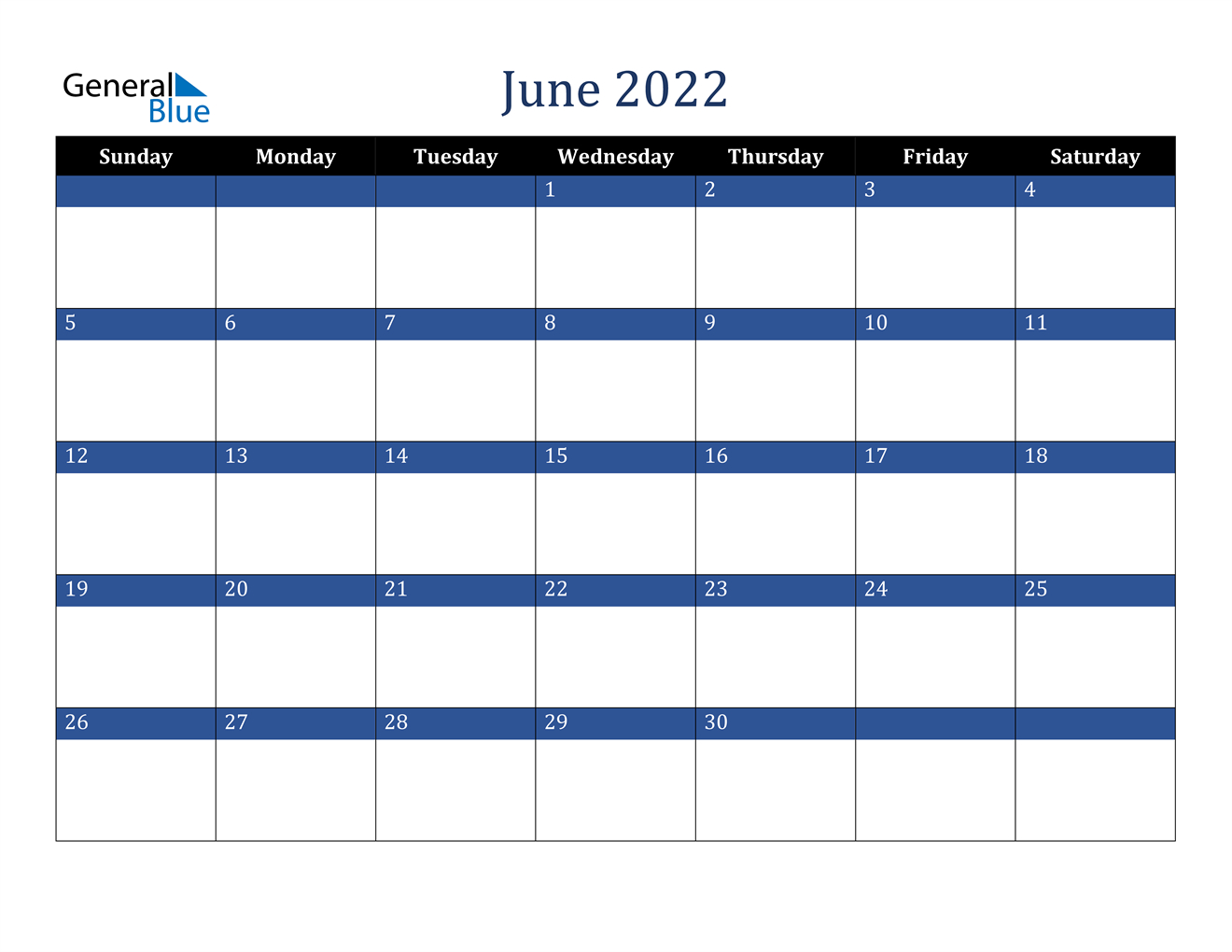 June 2022 Calendar - Pdf Word Excel