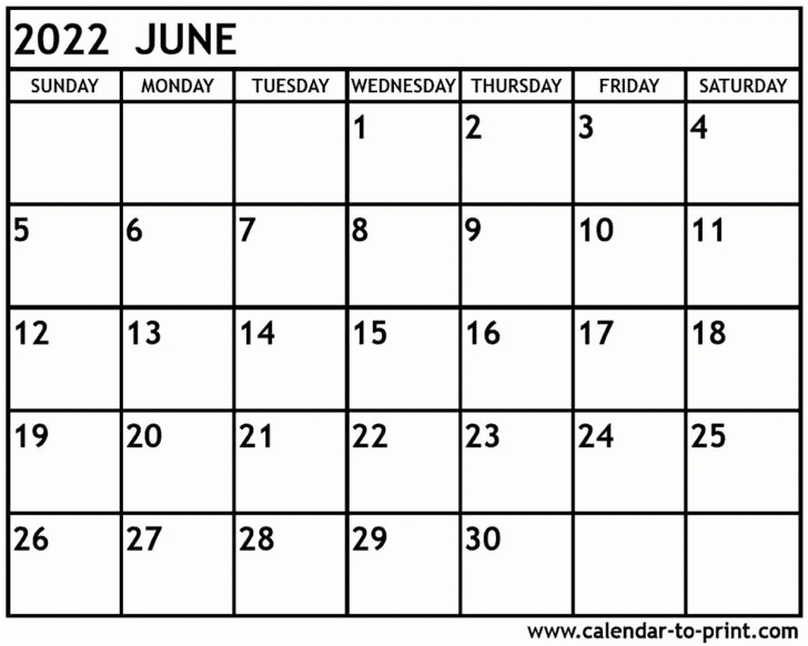 June 2022 Calendar Printable | Free Printable Calendar Monthly