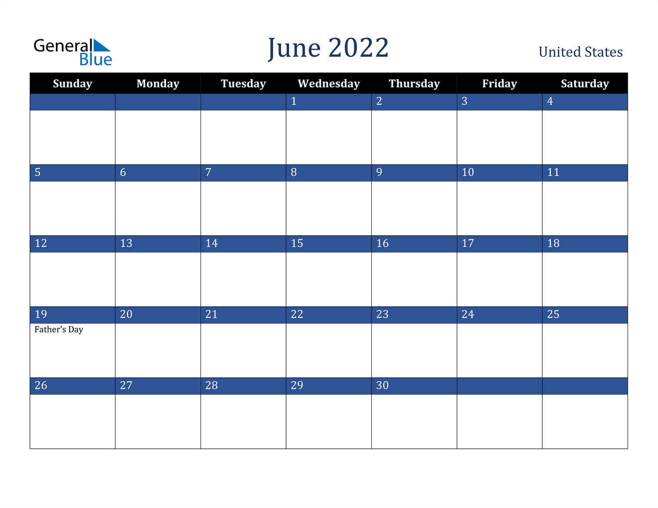 June 2022 Calendar - United States