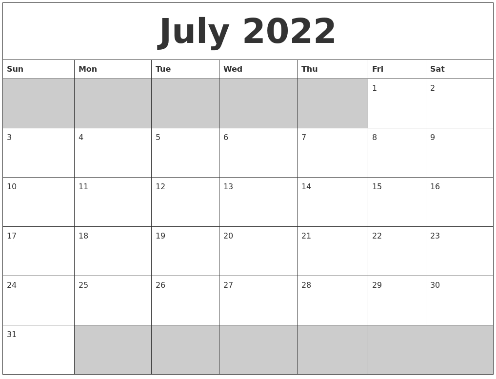 June 2022 Printable Blank Calendar