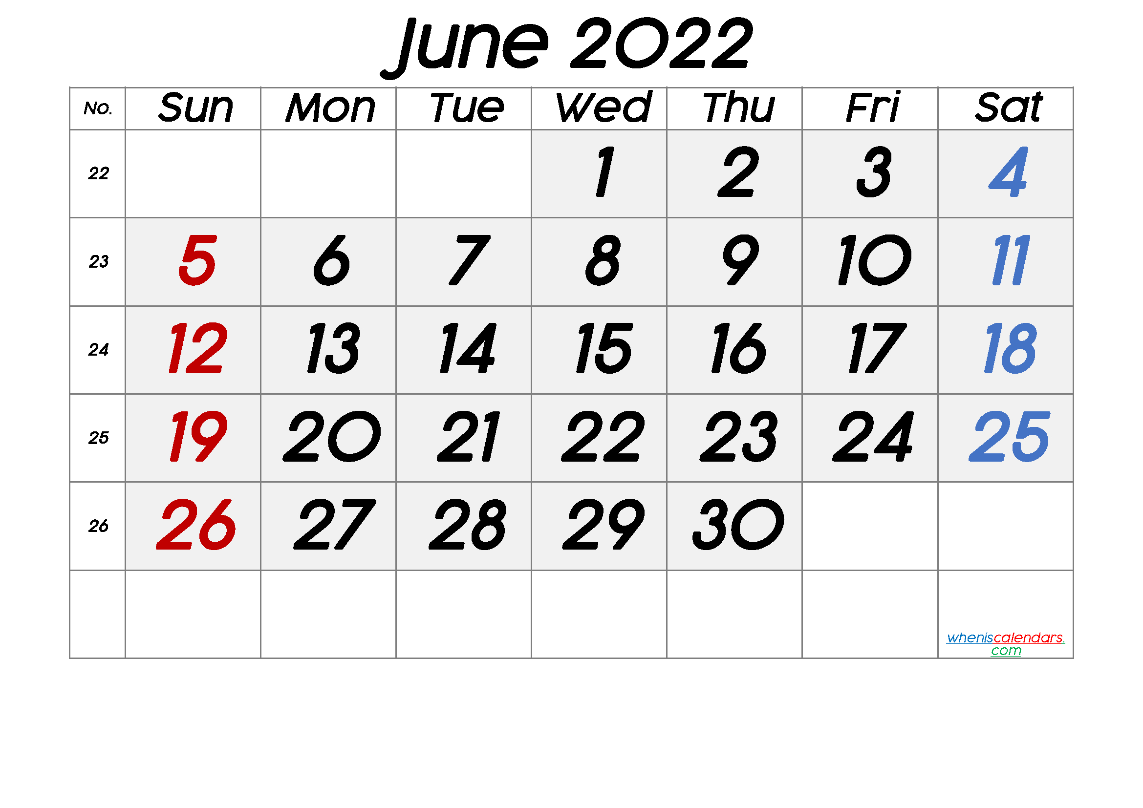 June 2022 Printable Calendar [Free Premium]