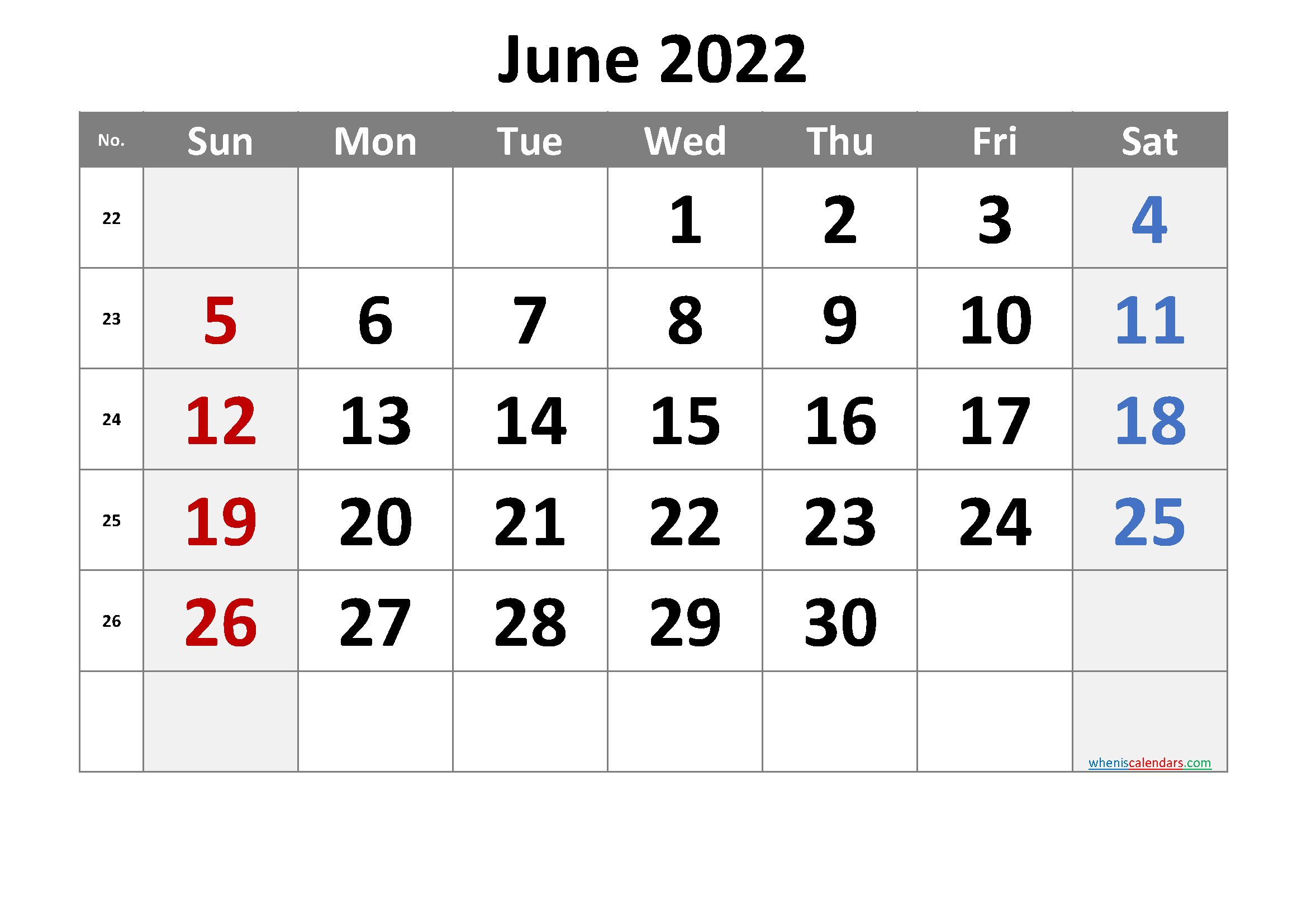 June 2022 Printable Calendar [Free Premium]