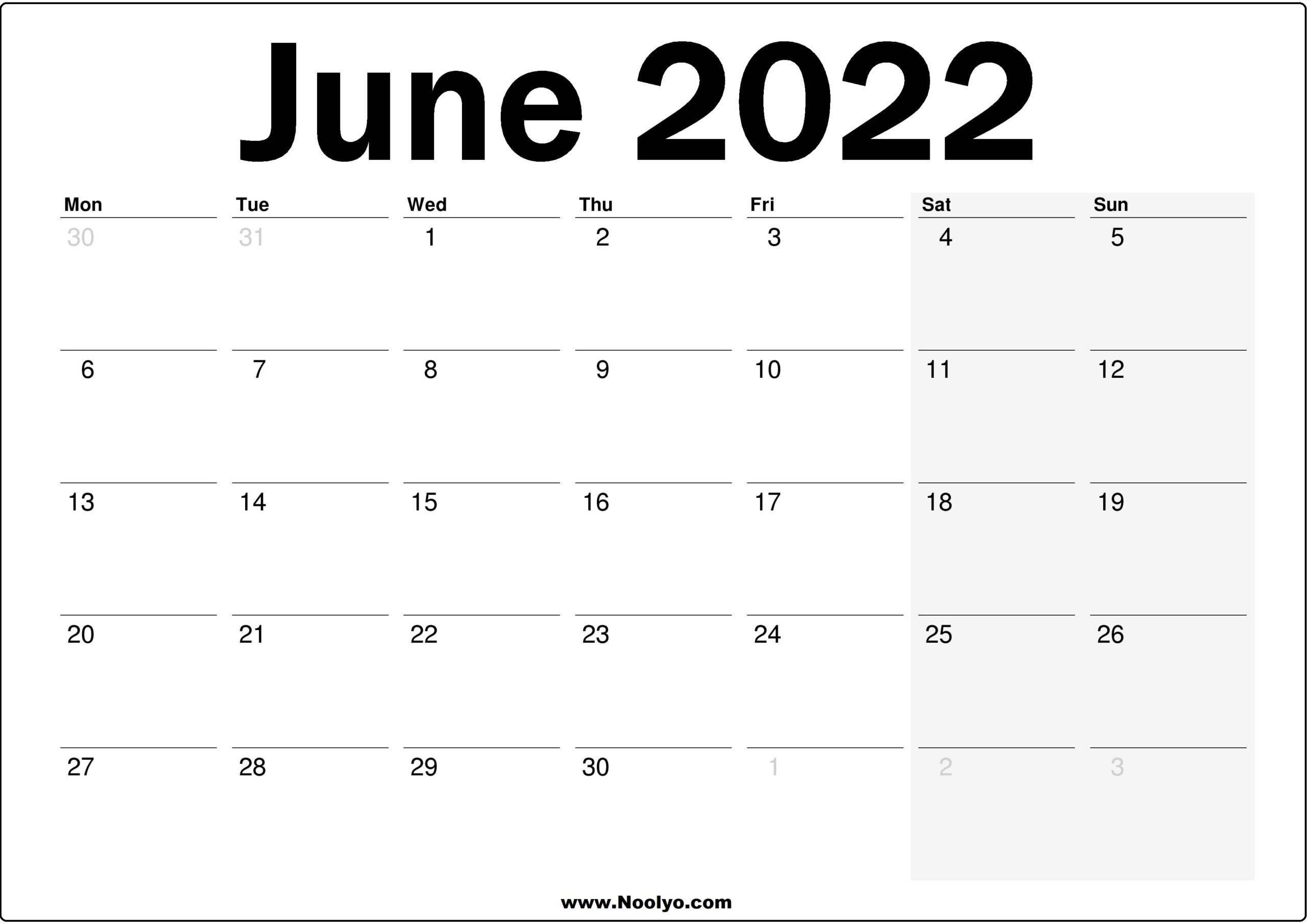 June 2022 Printable Uk Calendar - Noolyo