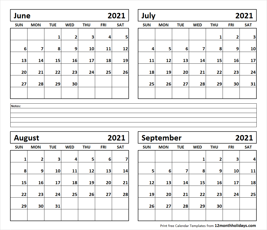 June July August 2021 Calendar Printable | 2021 Printable