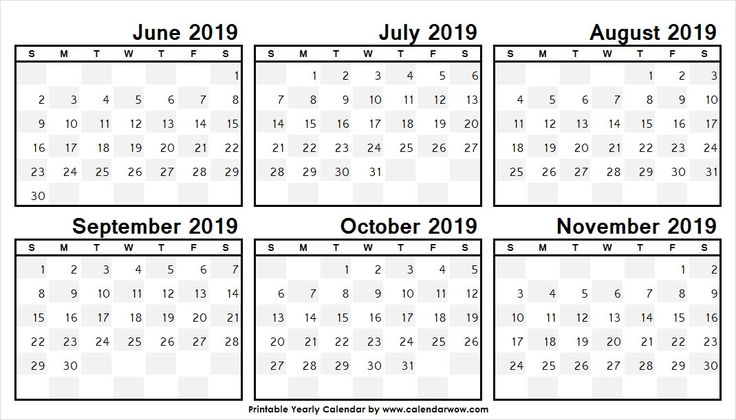 June July August September October November 2019 Calendar