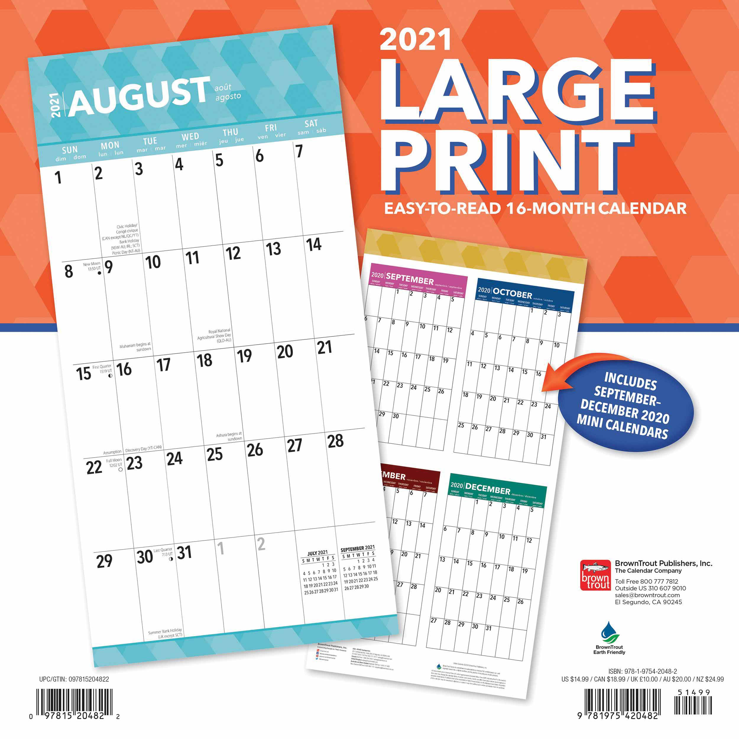 Large Print Calendar 2021 At Calendar Club