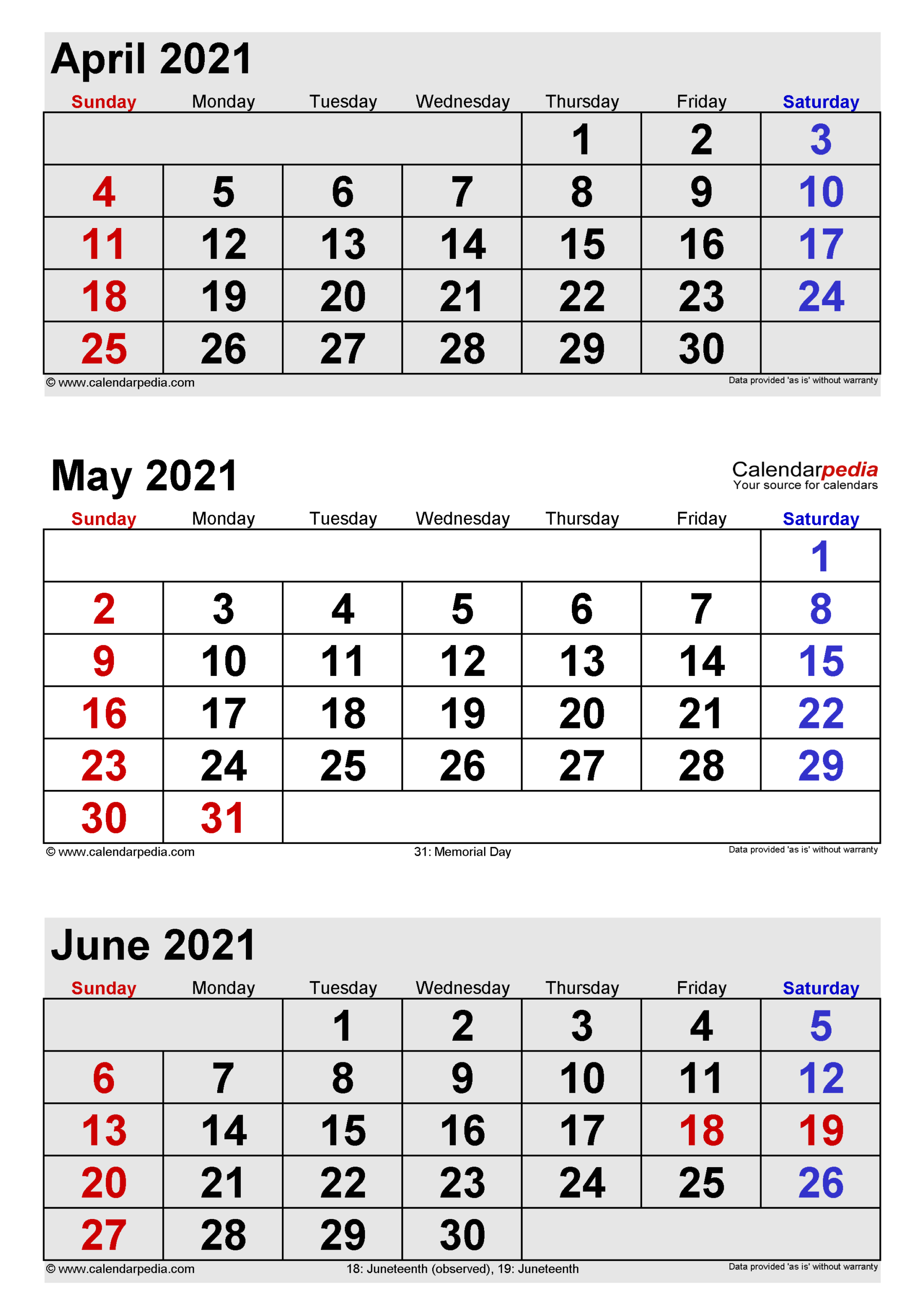 May 2021 Calendar | Templates For Word, Excel And Pdf