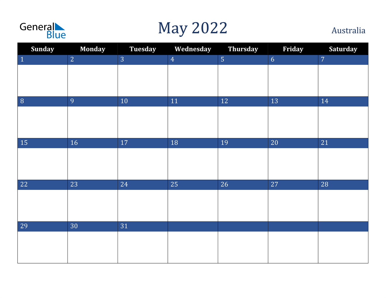 May 2022 Calendar - Australia